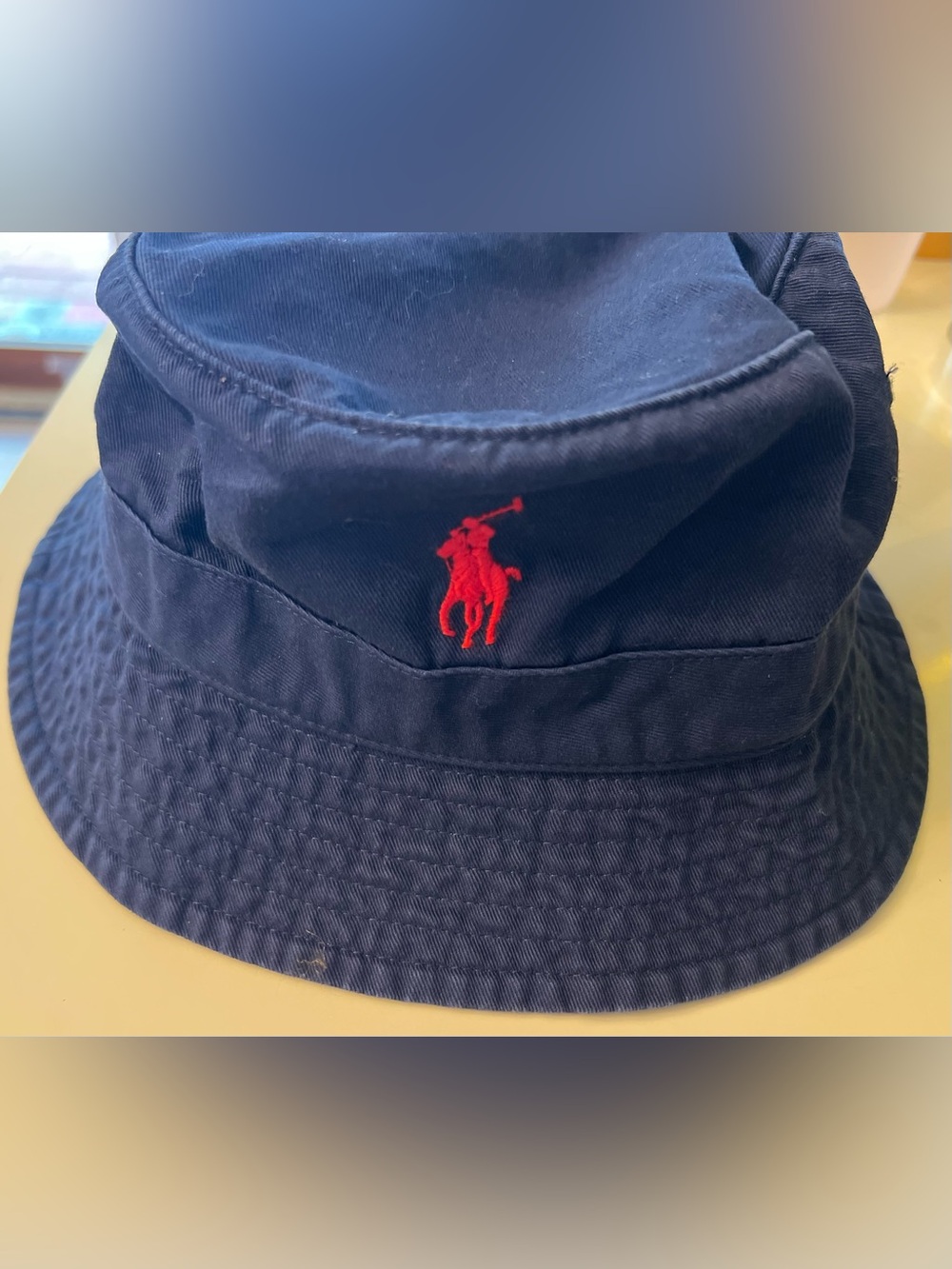 Ralph Lauren Navy Bucket Hat with Red Pony Logo Sz L/XL